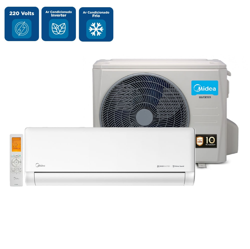 Kit Midea Umidificador Master Connect 6 Litros Preto UMD6P3 e Ar Condicionado Split Inverter AI Ecomaster 9000 BTU/h Frio 42EZVCA09M5 - 220 Volts - Imagem 8